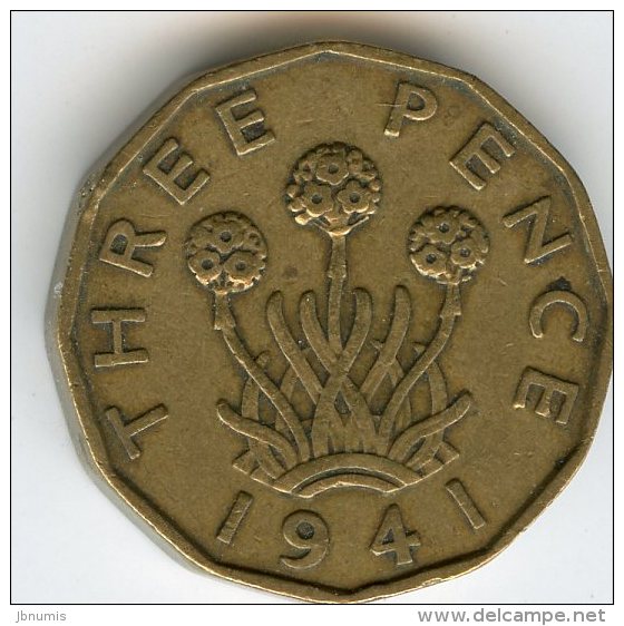 Grande-Bretagne Great Britain 3 Pence 1941 KM 849 - F. 3 Pence