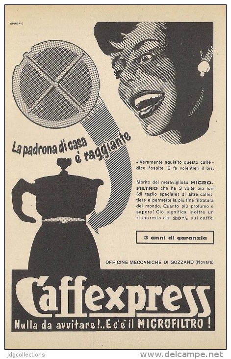 # CAFFEXPRESS OFF.GOZZANO 1950s Advert Pubblicità Publicitè Reklame Coffee Pot Cafetiere Cafè Moca Mokka Kaffeemaschine - Manifesti