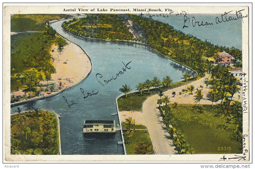 Aerial View Of Lake Pancoast Miami Beach Envoi A Longny Orne 1926 - Miami Beach