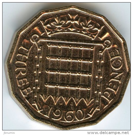 Grande-Bretagne Great Britain 3 Pence 1960 KM 900 - F. 3 Pence