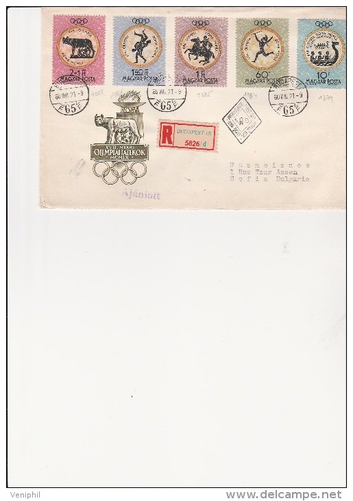 HONGRIE- LETTRE AFFRANCHIE J.O DE ROME - N° 1384 A 1386 +1388+1379 -ANNEE 1960 - Used Stamps