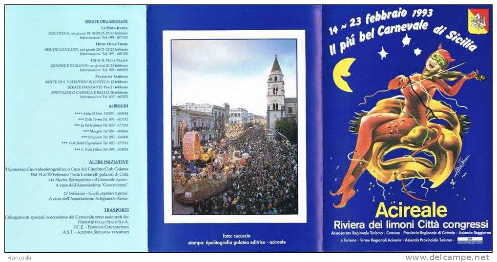 CARNEVALE ACIREALE(CATANIA) SICILY 1993-PROGRAMMA-CARNIVAL-CARNAVAL- - Carnival