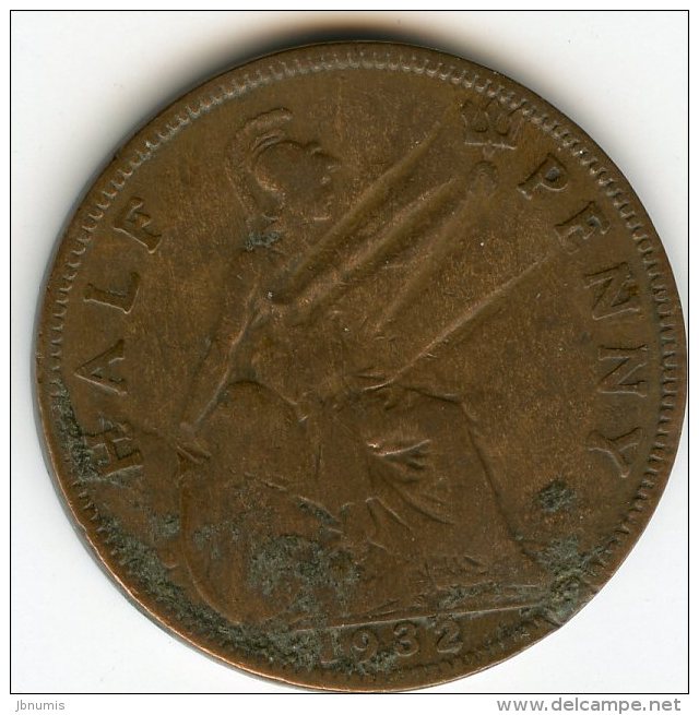 Grande-Bretagne Great Britain 1/2 Half Penny 1932 KM 837 - C. 1/2 Penny