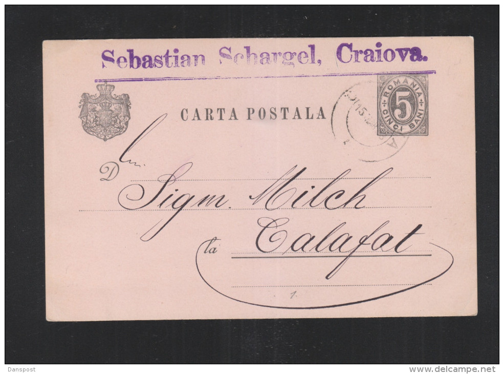 Romania Stationery 1893 Craiova To Calafat - Interi Postali