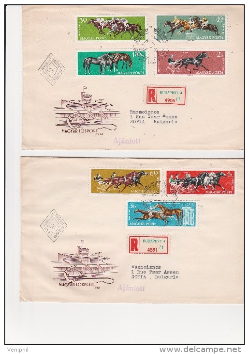 HONGRIE- 2 LETTRES AFFRANCHIES AVEC SERIE SPORT HIPPIQUE N° 1459 A 1465    ANNEE 1961 - Hojas Conmemorativas