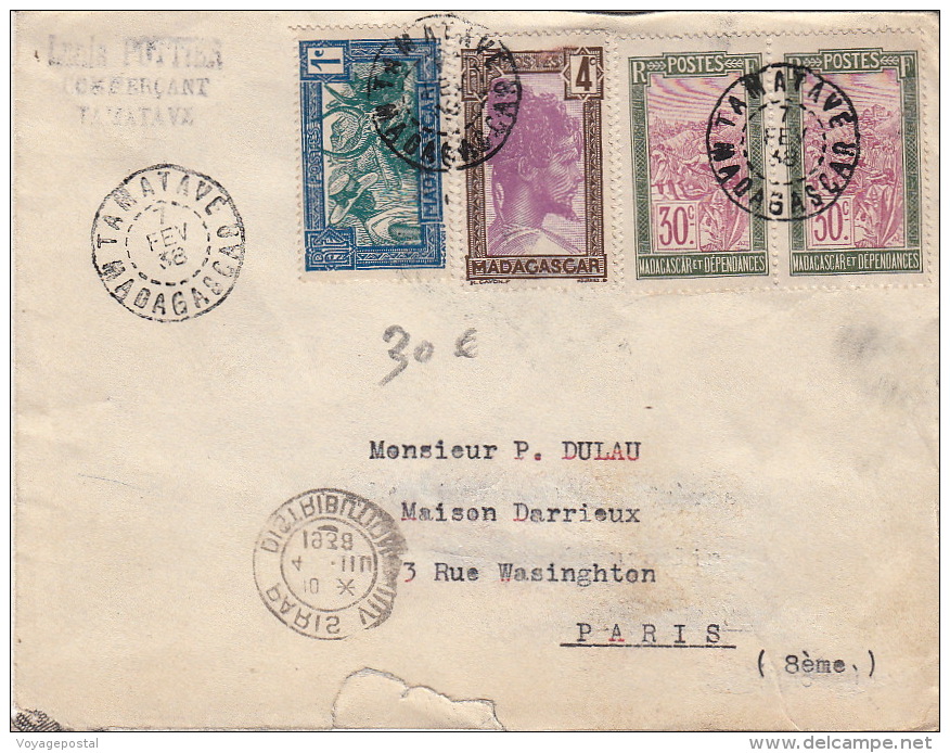 Lettre Tamatave Pour La France - Covers & Documents