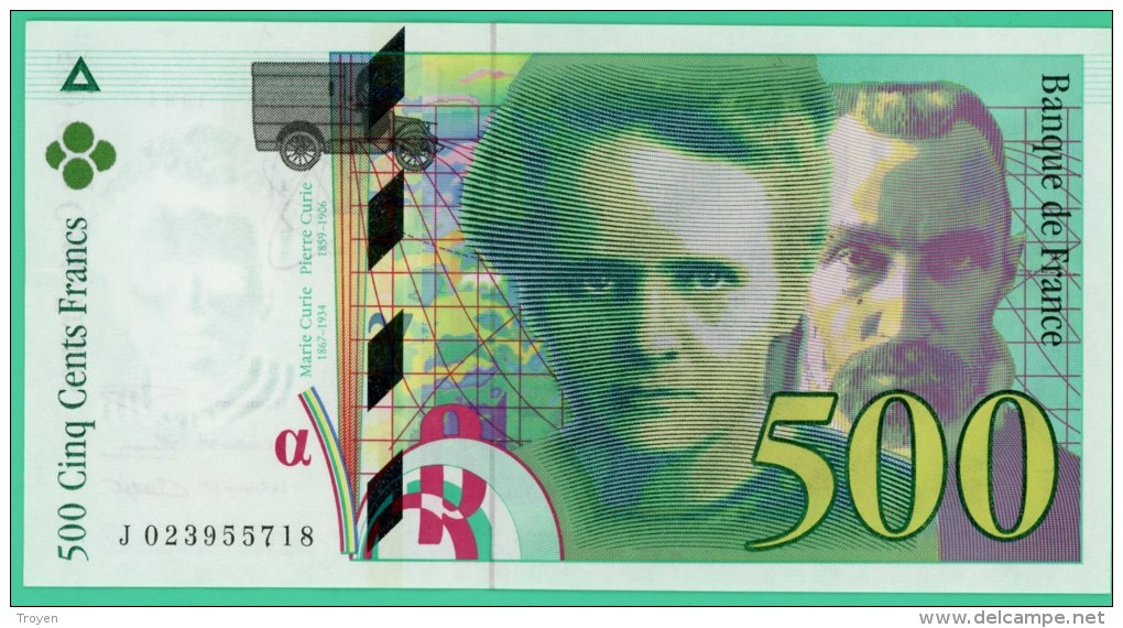 France - 500 Francs - Pierre Et Marie Curie - N° J 023955718- 1994  -  Splendide - 500 F 1994-2000 ''Pierre En Marie Curie''