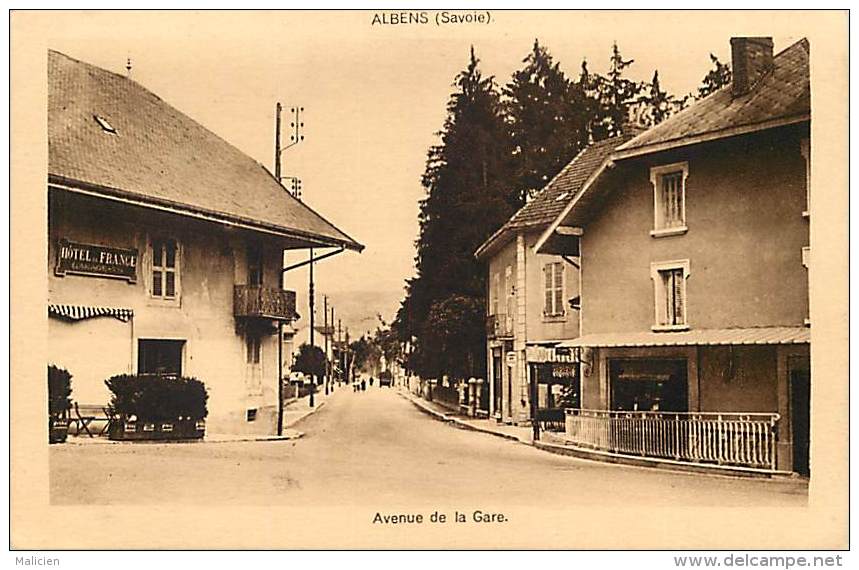 - Ref -H708- Savoie - Albens - Avenue De La Gare - Hotel De France - Magasin - Carte Bon Etat- - Albens