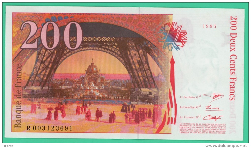 France - 200 Francs - Eiffel - N° R 0031236914 - 1995 - Splendide - 200 F 1995-1999 ''Eiffel''