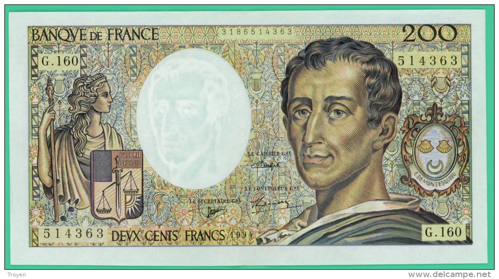 France - 200 Francs - Montesquieu - 1994 - N°. 514363/G.160 - Splendide - - 200 F 1981-1994 ''Montesquieu''