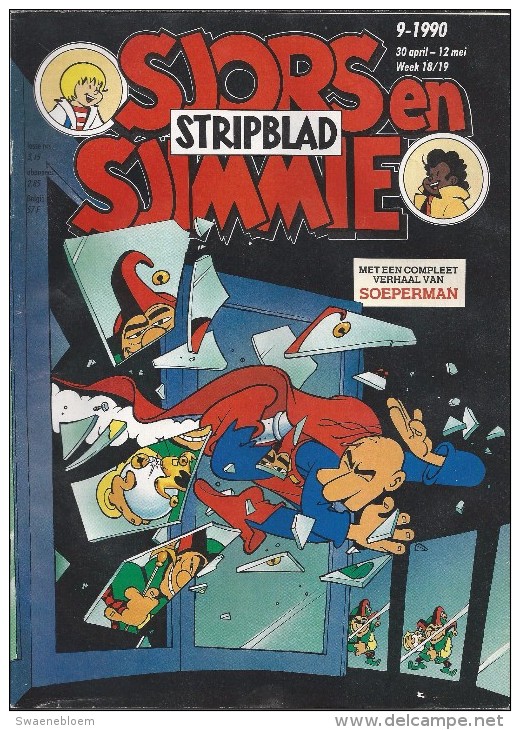 NL.= Stripblad. Sjors En Sjimmie. Nr. 9-1990. Met Een Compleet Verhaal Van Soeperman - Sjors En Sjimmie