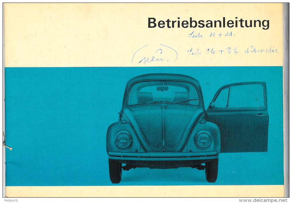 Betriebsanleitung VW 1500, VW 1300 , VW 1200  Ausgabe 1969 Nr. 158.265.00 , Guter Zustand - Technique