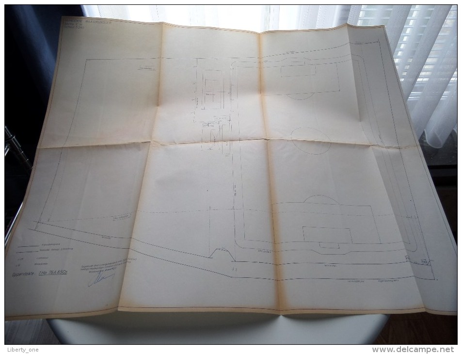 Gemeente WAASMUNSTER Sectie C Schaal 1/250 Sportterrein ( Voetbal / Tennis ) Anno 1971 ( Jean Laffitte / Eauze Gers ) ! - Arbeitsbeschaffung