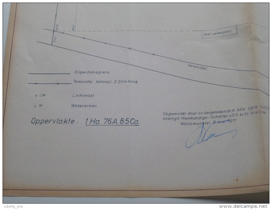 Gemeente WAASMUNSTER Sectie C Schaal 1/250 Sportterrein ( Voetbal / Tennis ) Anno 1971 ( Jean Laffitte / Eauze Gers ) ! - Public Works