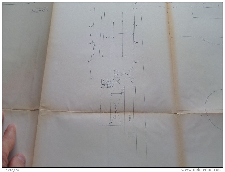 Gemeente WAASMUNSTER Sectie C Schaal 1/250 Sportterrein ( Voetbal / Tennis ) Anno 1971 ( Jean Laffitte / Eauze Gers ) ! - Travaux Publics