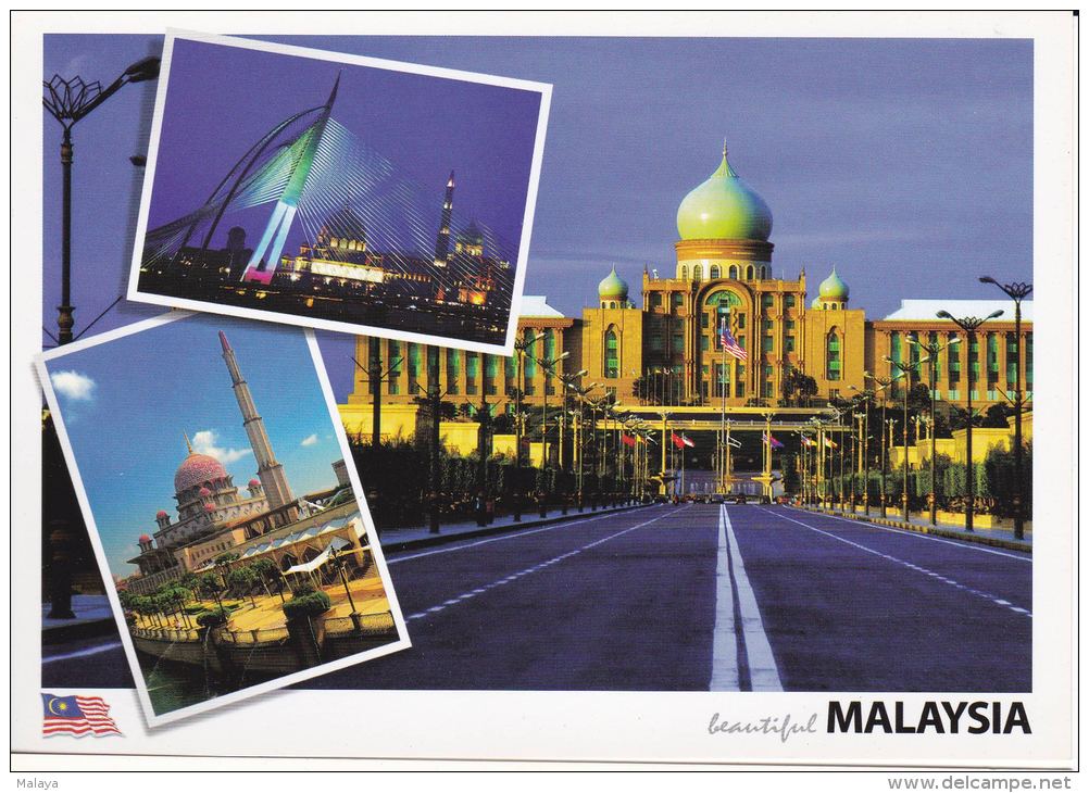 Malaysia 2010 Postcard  Putra Mosque Putrajaya,Seri Saujana Bridge &amp; Perdana Putra Prime Minister&rsquo;s Office Com - Malaysia