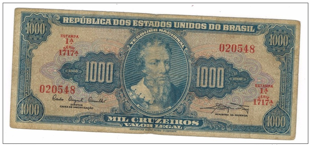 Brazil , 1000 Cruzeiros, P-173a. F. - Brazil