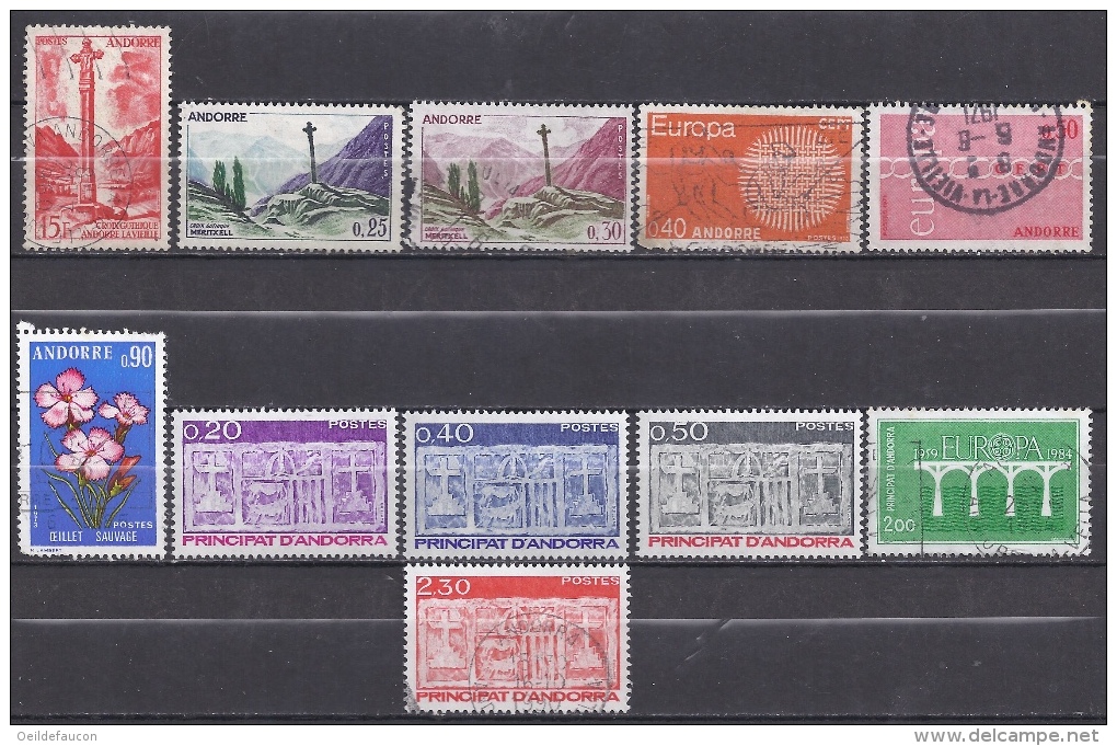 ANDORRE  FRANCAIS - Yvert - Lot De 11 Timbres - Cote 14,40 € - Voir N° Ci-dessous - Vrac (max 999 Timbres)