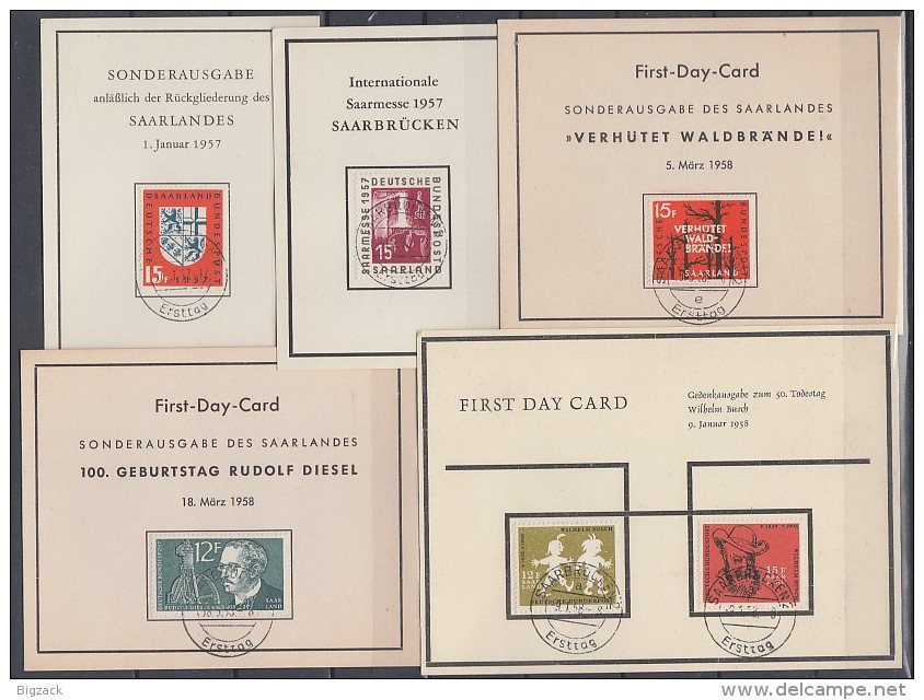 Saarland Lot 9 Sonderkarten Mit Marken Als FDC Ansehen !!!!!!!!!!!!!! - Lots & Kiloware (max. 999 Stück)