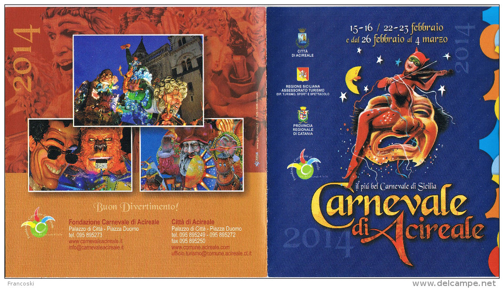 CARNEVALE ACIREALE(CATANIA) SICILY 2014-PROGRAMMA-CARNIVAL-CARNAVAL- - Fasching & Karneval