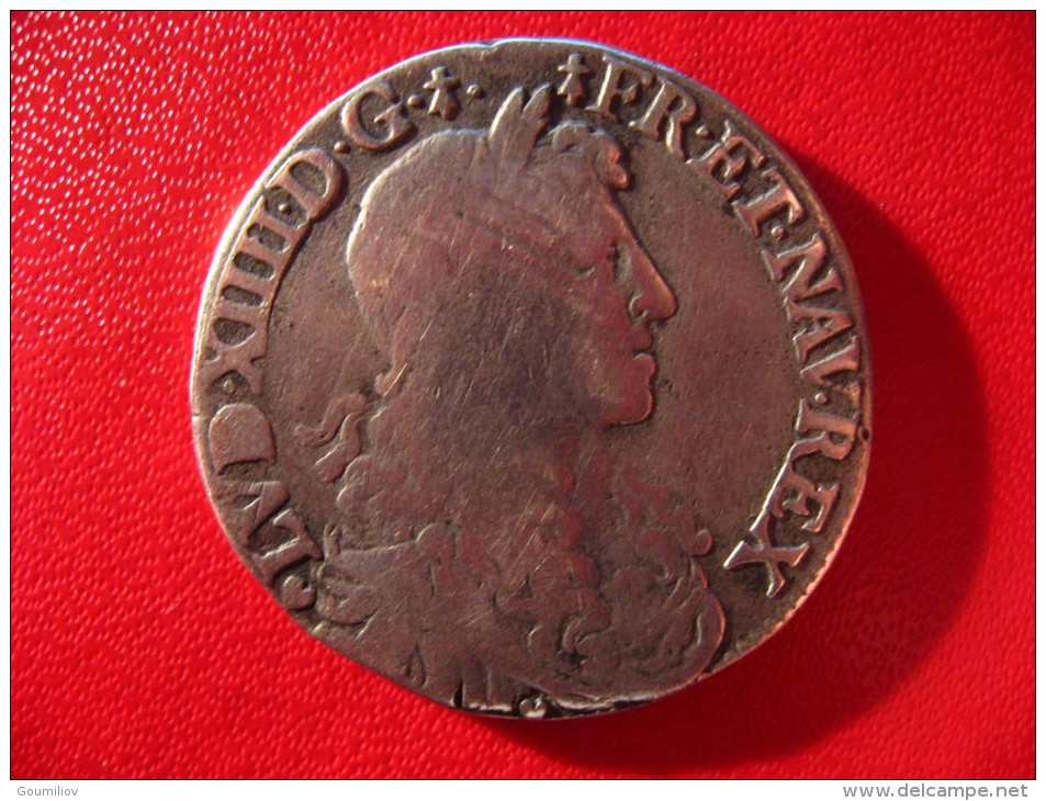 1/2 Demi écu Louis XIV 1662 T Nantes - Coin Fissuré 3334 - 1643-1715 Louis XIV Le Grand