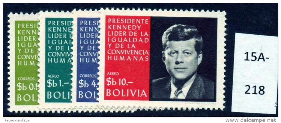 Bolivia 1968 President Kennedy 5th Anniv. Set/4 U/m (MNH) - Bolivia