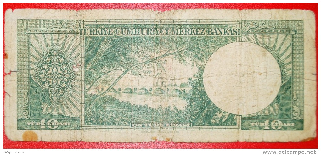 · GREEN-GREEN: TURKEY ★10 LIRA (1951) UNCOMMON! LOW START&#9733;NO RESERVE! - Turkey