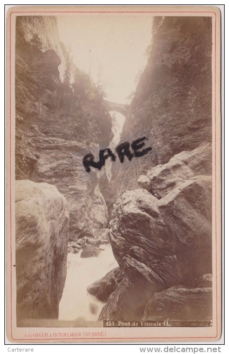 SUISSE,SCHWEIZ,SWITZERLAND,GRISONS,VIAMALA,GORGES, THUSIS,SCHAMS,ZILLIS,REIS CHEN,PHOTO ANCIENNE 1873,SATTLER,GABLER,PO - Lieux