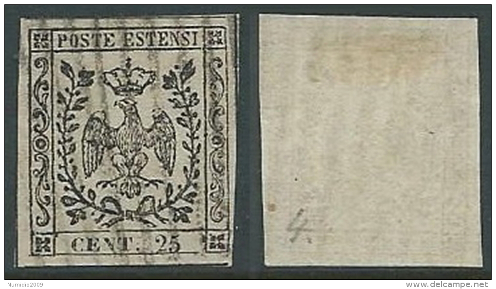 1852 MODENA USATO 25 CENT - A123 - Modena