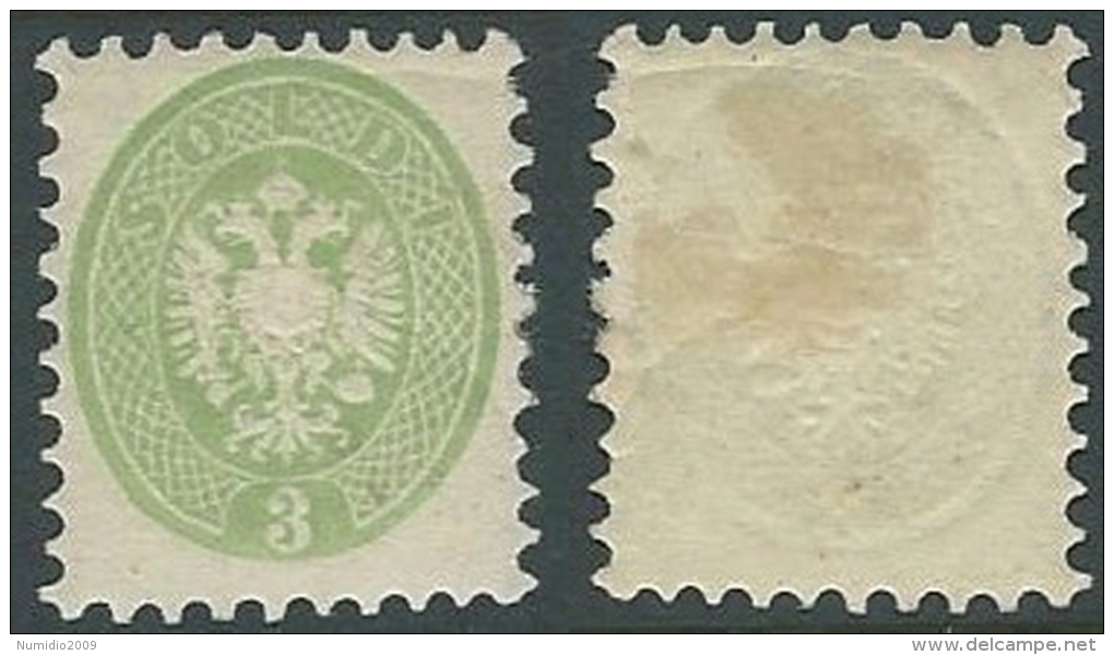 1864-65 LOMBARDO VENETO MANTOVA AQUILA 3 S D. 9 1/2 MH * - A121 - Lombardo-Vénétie