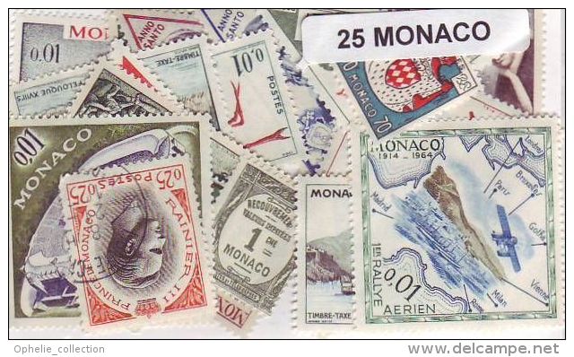 MONACO 25 TIMBRES DIFFERENTS NEUFS & OBLITERES - Lots & Serien