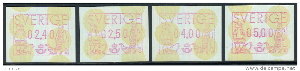 Sweden ATM 1991 Frama: Couple In Traditional Costume. Mi 1 S1 Set Of 4 Values MNH - Automatenmarken [ATM]