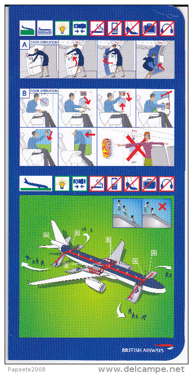 British Airways / Airbus A 320 / Consignes De Sécurité / Safety Card / Issue 4 - Sicherheitsinfos