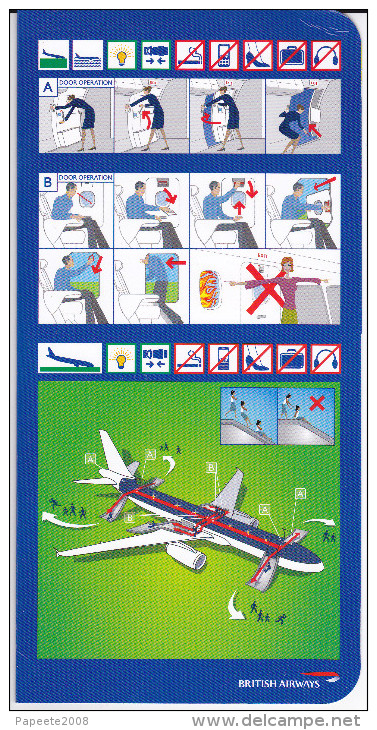 British Airways / Airbus A 320 / Consignes De Sécurité / Safety Card / Issue 4 - Safety Cards