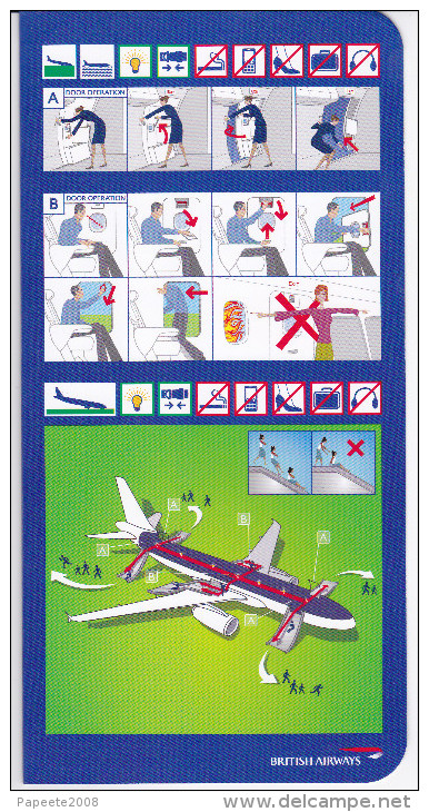 British Airways / Airbus A 319 / Consignes De Sécurité / Safety Card / Issue 4 - Safety Cards