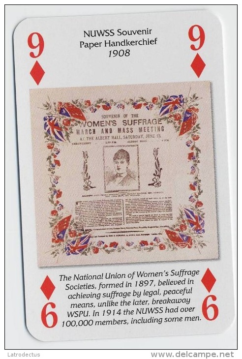 Play Card - Votes For Women - NUWSS Souvenir Paper Handkerchief 1908 - Kartenspiele (traditionell)