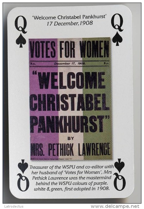 Play Card - Votes For Women - 'Welcome Christabel Pankhurst' 1908 - Kartenspiele (traditionell)