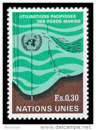 United Nations Geneva, 1971, Peaceful Use Of The Seabed, Michel #15, Scott #15, MNH, Perforated Stamp - Andere & Zonder Classificatie