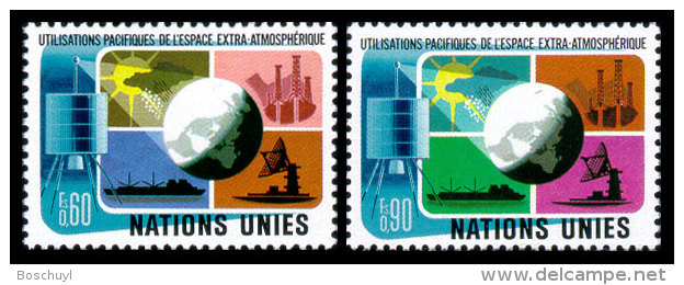 United Nations Geneva, 1975, Peaceful Use Of Outer Space, Michel #46-47, Scott #46-47, MNH, Perforated Set - Altri & Non Classificati