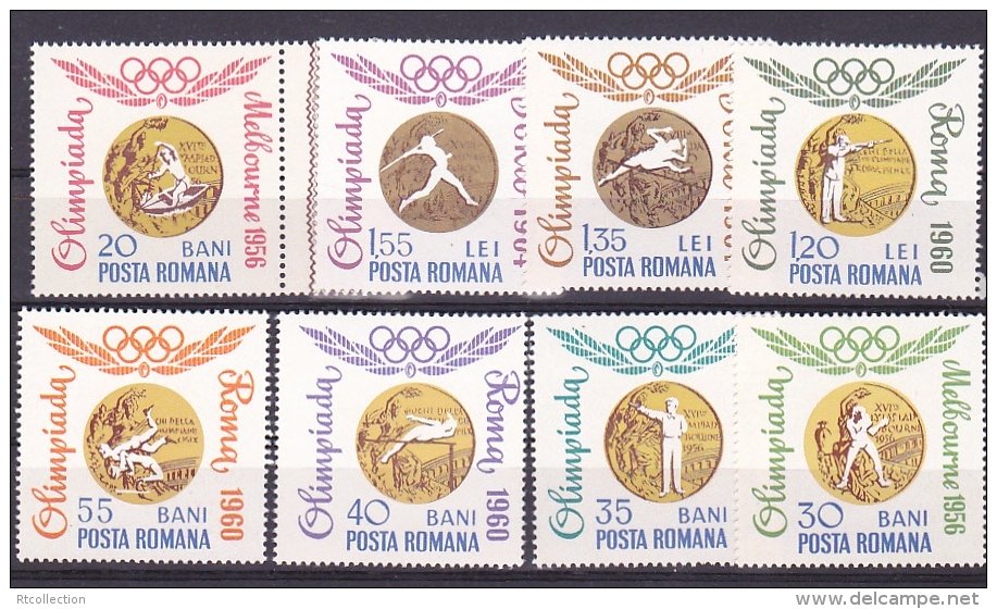 Romania Olympic Games MELBOURNE 1956 ROMA 1960 Tokyo 1964 MEDALS Sports Shooting Fencing Canoe Stamps MNH - Summer 1964: Tokyo