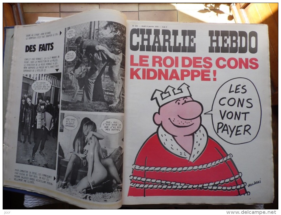 Charlie Hebdo 1976 - Année Complète 53 Numéros Du N°268 Au N°320 Avec Reliure - Humour