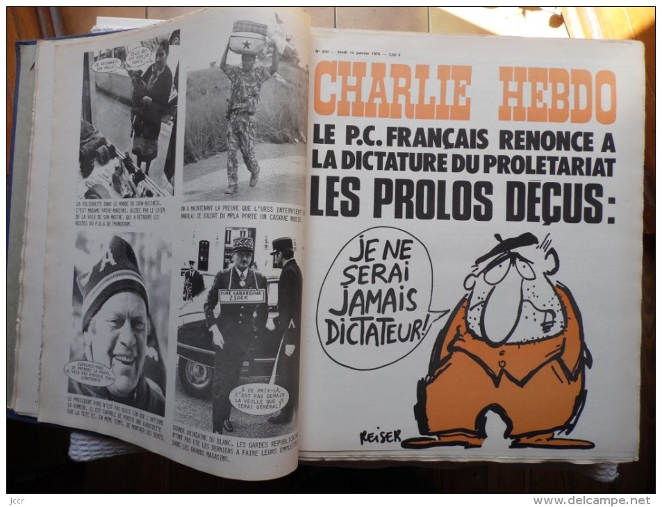 Charlie Hebdo 1976 - Année Complète 53 Numéros Du N°268 Au N°320 Avec Reliure - Humour