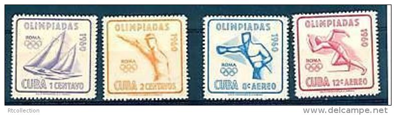 Cuba 1960 Summer Olympic Games Rome Sports Yachting Sailboats Marksman Boxer Runner Stamps MNH Sc 645-6 Michel 669-672 - Neufs