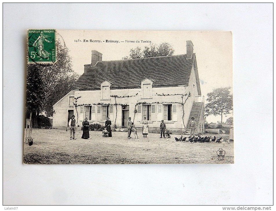 Carte Postale Ancienne : En BERRY, BRINAY : Ferme Du Tonkin, Animé - Autres & Non Classés