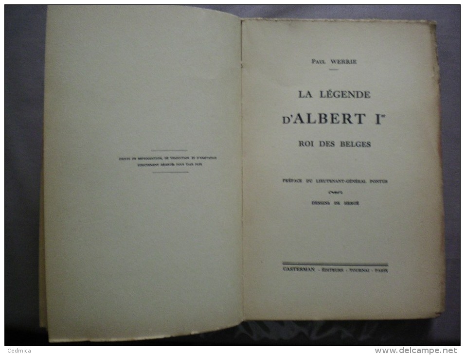 LA LEGENDE D´ALBERT 1er ROI DES BELGES PAUL WERRIE DESSINS DE HERGE CASTERMAN 1934 - Histoire