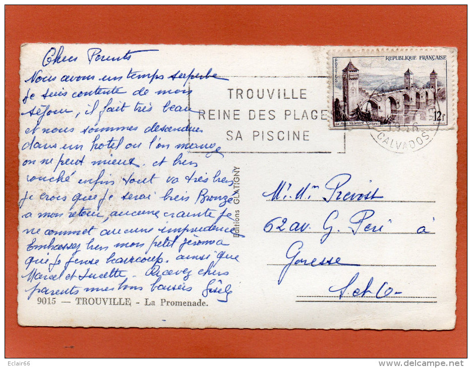 14 TROUVILLE - La Promenade Restaurant Le Topsy   Animation -  Bon Etat Cpsm P F  Année 1956 - Trouville