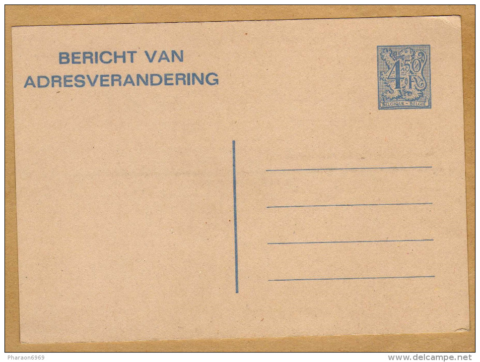 Carte Entier Postal Bericht Van Adresverandering - Addr. Chang.