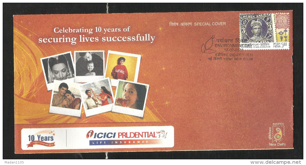 INDIA, 2011, SPECIAL COVER, ICICI PRUDENTIAL, Environment Day, New Delhi Cancelled - Cartas & Documentos