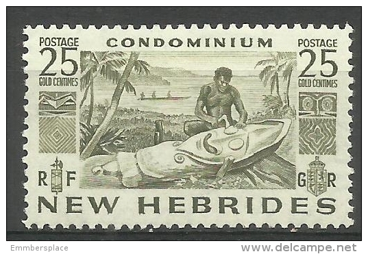 New Hebrides - 1953 Canoes 25c MH  Sc 70 - Ungebraucht