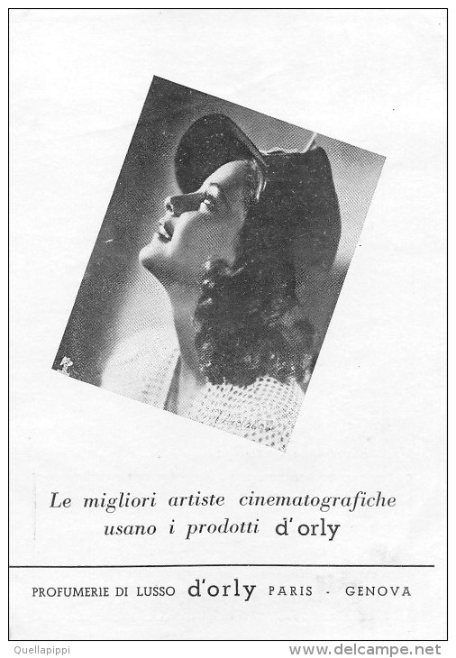 01951 "PROFUMERIE DI LUSSO D'ORLY - PARIS - GENOVA"  PUBBLICITA' ORIGINALE ANNO 1940 - Pubblicitari